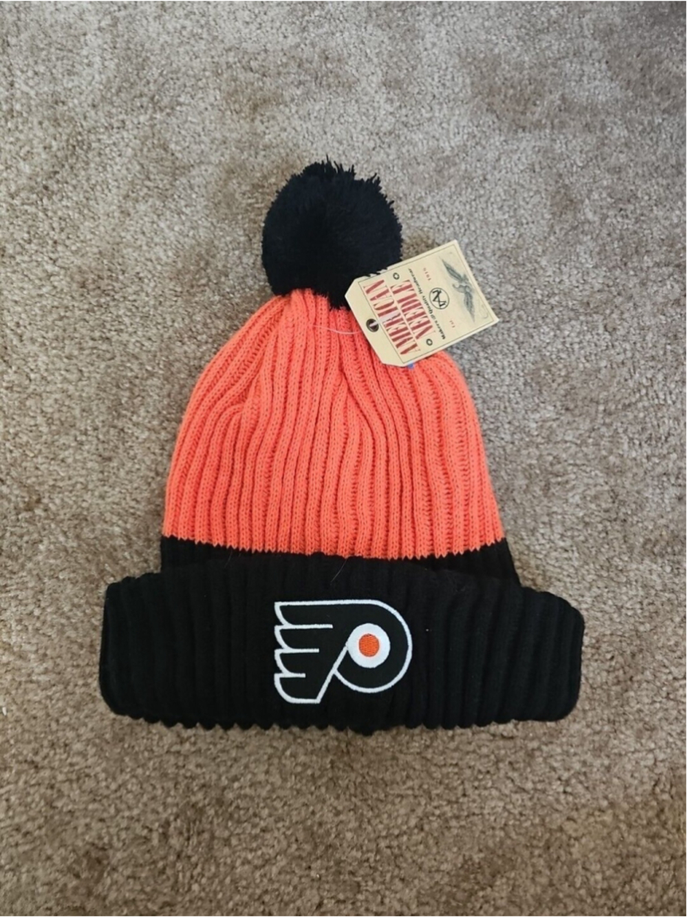 Philadelphia Flyers NHL Cuffed Knit Pom Beanie American Needle Orange Black